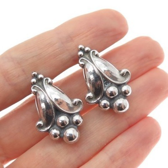 925 Sterling Silver Vintage Denmark Blossom Screw Back...